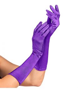 Flotte elastiske lilla lange satin handsker.