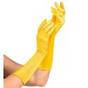 Flotte elastiske gule lange satin handsker.