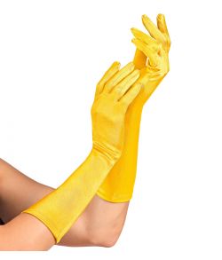 Flotte elastiske gule lange satin handsker.
