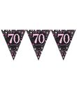 Flot pink vimpelguirlande med 70 års flag