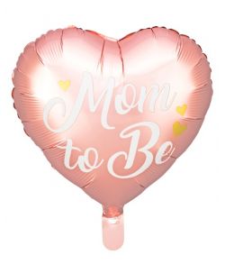 Flot pink hjerteformet folie ballon med Mom to Be.
