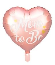 Flot pink hjerteformet folie ballon med Mom to Be.