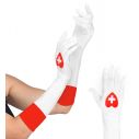 Flot lange handsker med rødt hjerte til Sygeplejerske udklædningen.