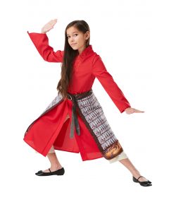 Flot Mulan kostume med rød tunika.