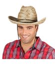 Strå cowboyhat med sort rem.