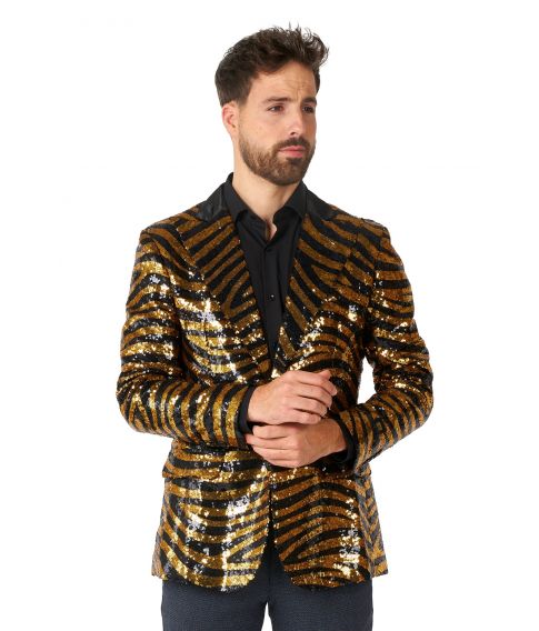 udpege forholdet antyder Køb sort og guld paillet jakke med Tiger mønster her - Fest & Farver