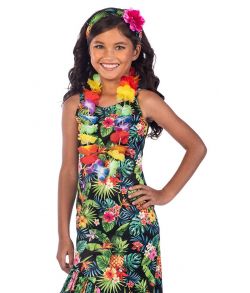 Flot Hawaii kjole til piger str. 110 - 134 cm