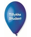 Flotte blå latex balloner med Tillykke Student. 