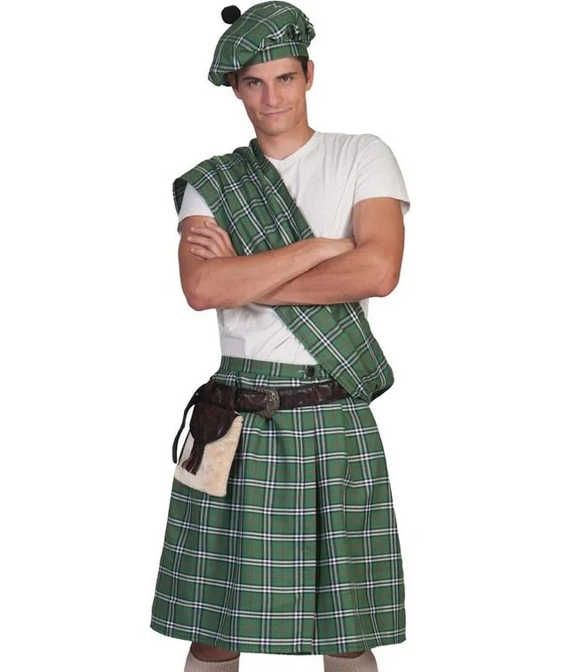 Flot grønt Skotte kostume med kilt.