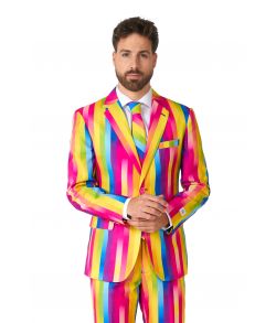 Flot jakkesæt med alle regnbuens farver.
