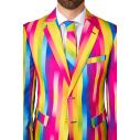Flot jakkesæt med alle regnbuens farver.