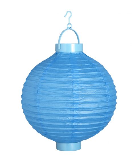 Køb blå papirlampe med LED lys - Porto fra kun Fest & Farver
