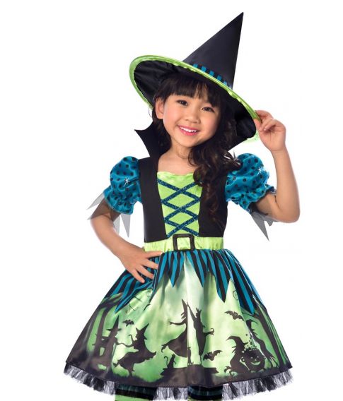 Flot Hekse kostume med kjole og hat.