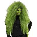 Stor grøn hekseparyk med vildt hår. 
