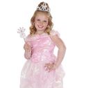 Flot pink prinsesse kostume med kjole og diadem.