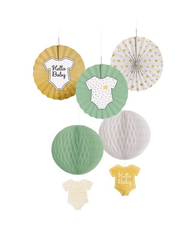 Flotte Hello Baby loftdekorationer.