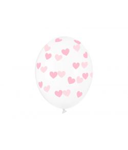 Flote klare balloner med lyserøde hjerte