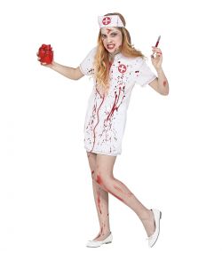 Zombie sygeplejerske kostume str. 116 - 158 cm.