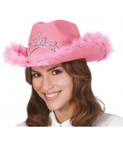 Pink Cowboyhat med diadem.