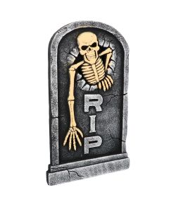 Gravsten med skelet RIP.