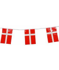 Flagguirlande med danske flag i plastfolie