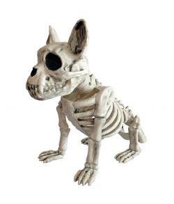 Siddende skelet hund 28 cm.