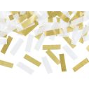 Konfettirør med hvid og guld konfetti