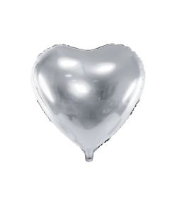 Flot stort sølv hjerte folieballon
