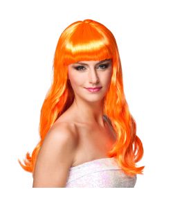 Flot orange paryk med langt hår.