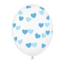 Flotte Klare balloner m blå hjerter 6 stk