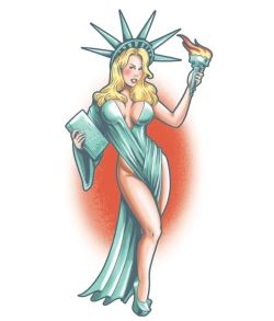 Flot kunstig tatovering Lady Liberty.