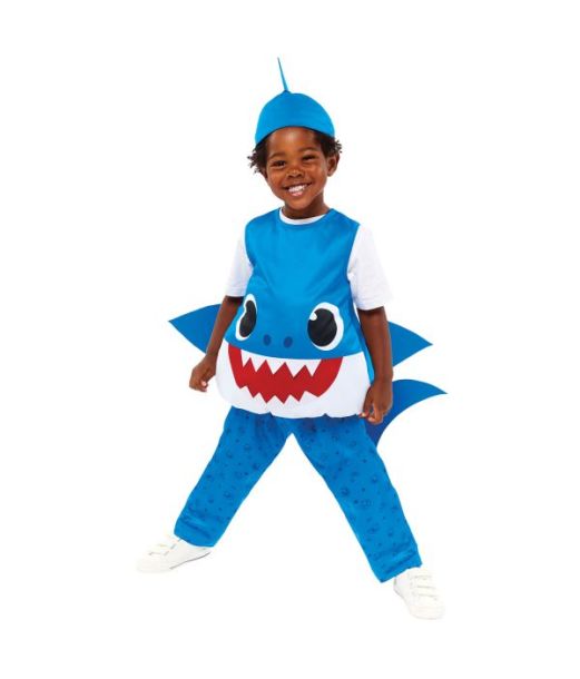 Sjovt Daddy Shark kostume til børn.
