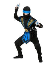 Sejt Blå ninja kostume med våben.