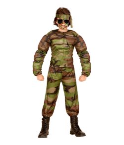 Sejt Muskel soldat kostume til drenge.