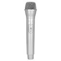Mikrofon i sølvfarvet plastik.
