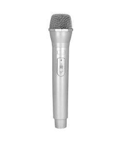 Mikrofon i sølvfarvet plastik.