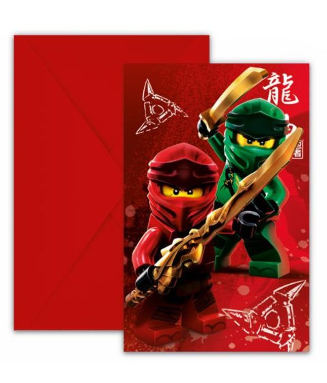 Seje Lego Ninjago invitationer 6 stk