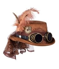 Steampunk hat deluxe med briller