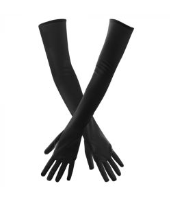 Flotte sorte lange satin handsker
