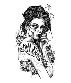 Skull woman tatovering.