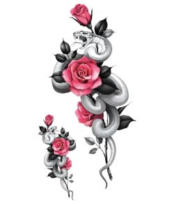 Slange og rose tatoveringer