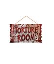 Uhyggeligt Torture room skilt i træ