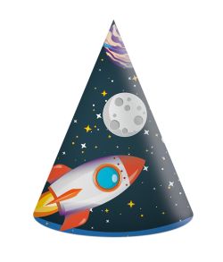 Rocket Space partyhatte, 6 stk