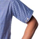 Mørkeblå ternet skjorte med korte ærmer