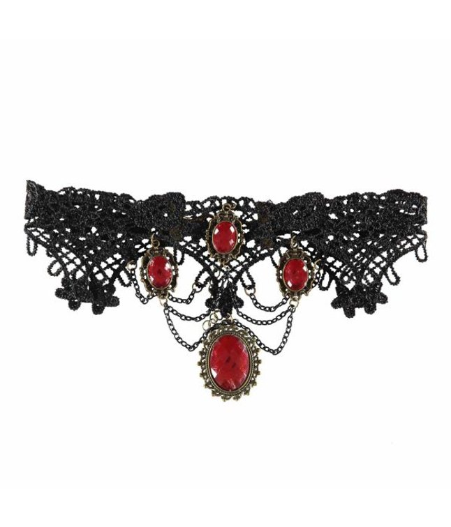 Gotisk choker med røde sten