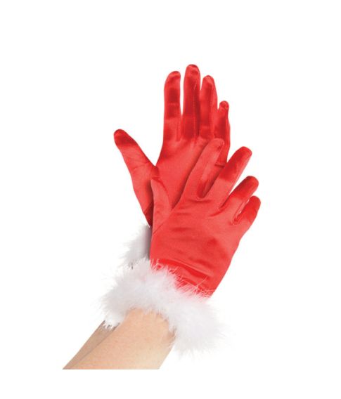 Flotte korte røde handsker med plys