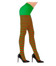 Grøn og rød stribede strømpebukser