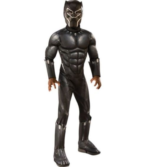 Black Panther kostume med muskel jumpsuit til drenge.