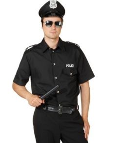 Sort politi skjorte til mænd.