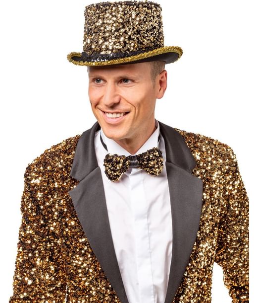 Høj hat med guld pailletter, luxe
